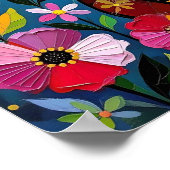 Impasto Kat, Bloemen & Vlinder Poster (Hoek)