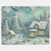 Impasto Kerst Motief Vakantie Whimsy Groen Fleece Deken (Voorkant (Horizontaal))