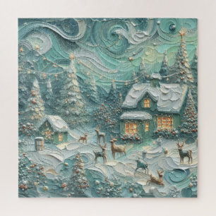 Impasto Kerst Motief Vakantie Whimsy Groen Legpuzzel