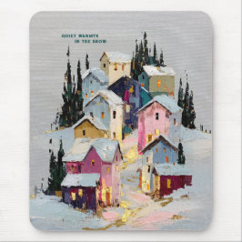 Impasto Kleurrijk Winterdorp Sneeuw Muismat
