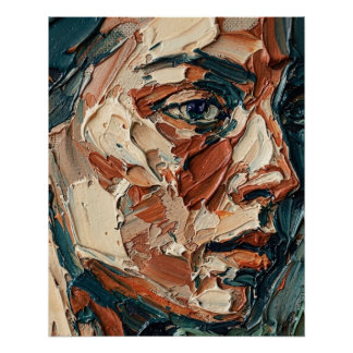Impasto Oil Painting Textured Portrait Art Print Perfect Poster
