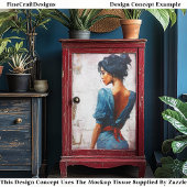 Impasto Oil Style,Dark Lady in Blue EL5L Decoupage Tissuepapier