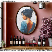 Impasto Oil Style,Dark Lady in Blue EL5L Decoupage Tissuepapier