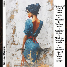 Impasto Oil Style,Dark Lady in Blue EL5L Decoupage Tissuepapier