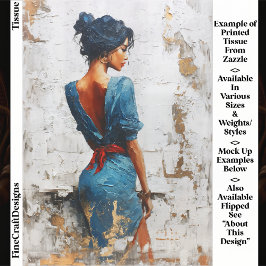 Impasto Oil Style,Dark Lady in Blue EL5R Decoupage Tissuepapier