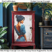 Impasto Oil Style,Dark Lady in Blue EL5R Decoupage Tissuepapier