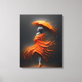Impasto Oranje Paraplu Silhouet Canvas Afdruk