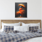 Impasto Oranje Paraplu Silhouet Canvas Afdruk (Insitu (Slaapkamer))