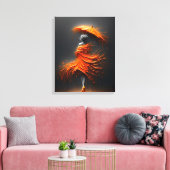 Impasto Oranje Paraplu Silhouet Canvas Afdruk (Insitu (Woonkamer))