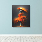 Impasto Oranje Paraplu Silhouet Canvas Afdruk (Insitu (Houten vloer))