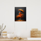 Impasto Oranje Paraplu Silhouet Poster (Keuken)