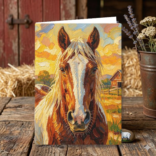 Impasto Paard op een Boerderij Kaart