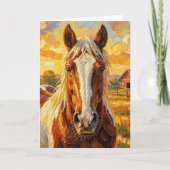 Impasto Paard op een Boerderij Kaart (Voorkant)