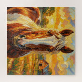Impasto Paard op een Boerderij Legpuzzel (Horizontaal)