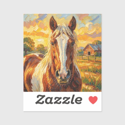 Impasto Paard op een Boerderij   Sticker (Vel)