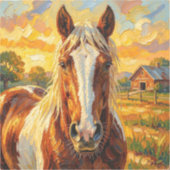 Impasto Paard op een Boerderij   Sticker (Voorkant)
