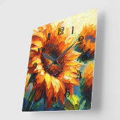 Impasto Painting of Sunflowers Vierkante Klok (Hoek)