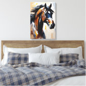 Impasto Portret van een zwart paard Canvas Afdruk (Insitu (Slaapkamer))