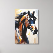 Impasto Portret van een zwart paard Canvas Afdruk (Voorkant)