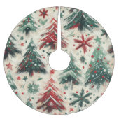 Impasto Rode en groene kerstbomen Collage Kerstboom Rok (Voorkant)