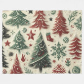 Impasto Rood en Groen Kerstmis Motieven Collage Fleece Deken (Voorkant (Horizontaal))