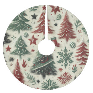 Impasto rood en groene kerstmotieven collage kerstboom rok