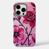 Impasto roze bloemen op doek Case-Mate iPhone case (Achterkant)