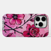 Impasto roze bloemen op doek Case-Mate iPhone case (Achterkant (horizontaal))