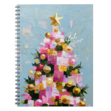 Impasto Roze en Gouden Kerstboom