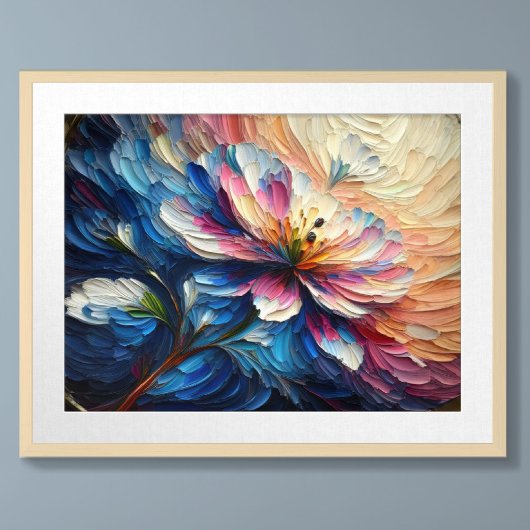 Impasto Schilderij Abstracte Bloem Bloemstuk Poster