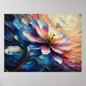 Impasto Schilderij Abstracte Bloem Bloemstuk Poster (Voorkant)