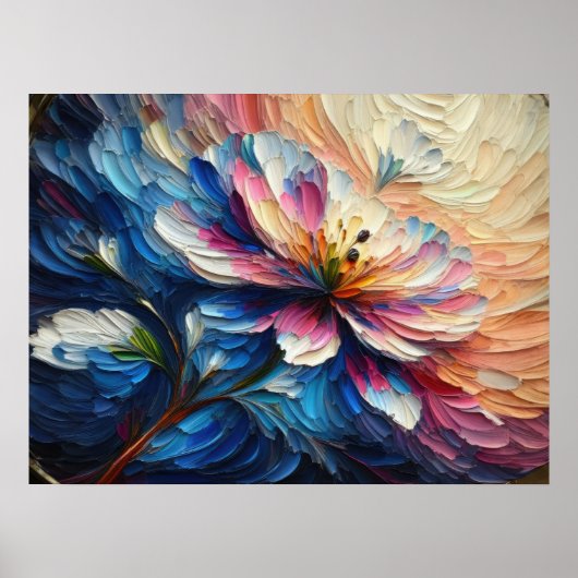 Impasto schilderij Abstracte bloembloem Poster (Voorkant)