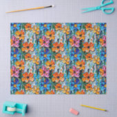 Impasto-stijl bloemen in een kleurrijk patroon tissuepapier (Craft)