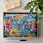 Impasto-stijl bloemen in een kleurrijk patroon tissuepapier (Geschenk)