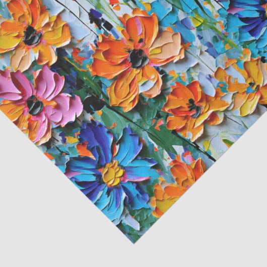 Impasto-stijl bloemen in een kleurrijk patroon tissuepapier (Detail)