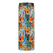 Impasto-stijl bloemen in een kleurrijke monogram thermosbeker (Achterkant)