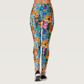 Impasto-stijl oliebloemen in een kleurrijk patroon leggings (Achterkant)