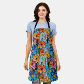 Impasto-stijl oliebloemen in een kleurrijk patroon schort (Gedragen)