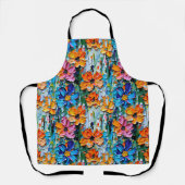 Impasto-stijl oliebloemen in een kleurrijk patroon schort (Voorkant)
