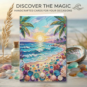 Impasto Strand en Zee Glas Gelukkig jubileum Kaart