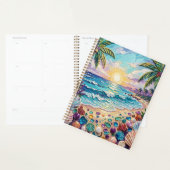 Impasto-strand en zee glas zonsondergang en zonsop planner (Display)