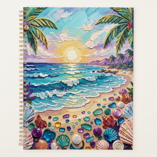 Impasto-strand en zee glas zonsondergang en zonsop planner (Voorkant)