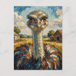 Impasto Struisvogel op een Ranch   Contact houden Briefkaart