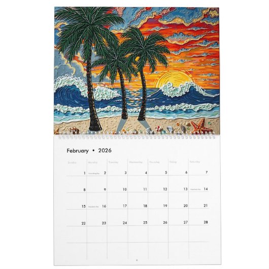 Impasto Style Coastal Art Kalender (Feb 2026)