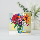 Impasto Style Vase of Colorful Flowers (Staand voorkant)
