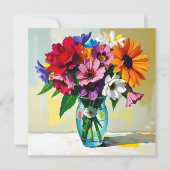 Impasto Style Vase of Colorful Flowers (Voorkant)