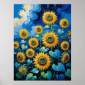 Impasto Style Zonnebloemen Groot Poster | muurkuns (Voorkant)