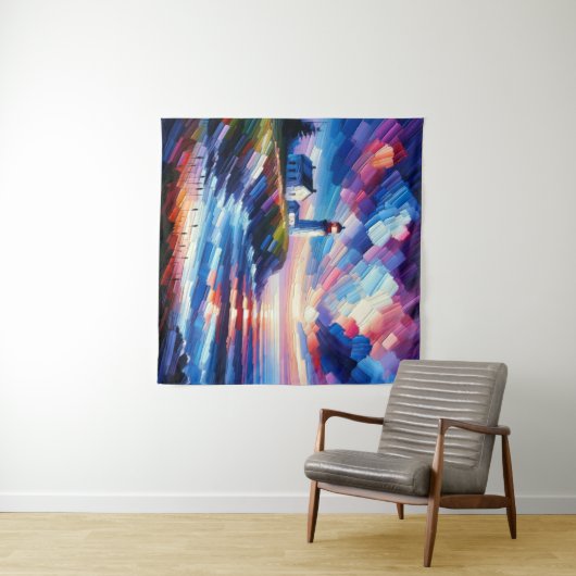 Impasto Twilight bij de Shoreline Beacon Wandkleed (In Situ (horizontaal))