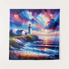 Impasto Twilight bij de Shoreline Beacon Wandkleed