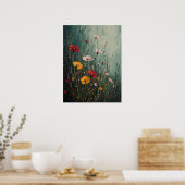 Impasto Wildernis in Teal Nevel Poster (Keuken)